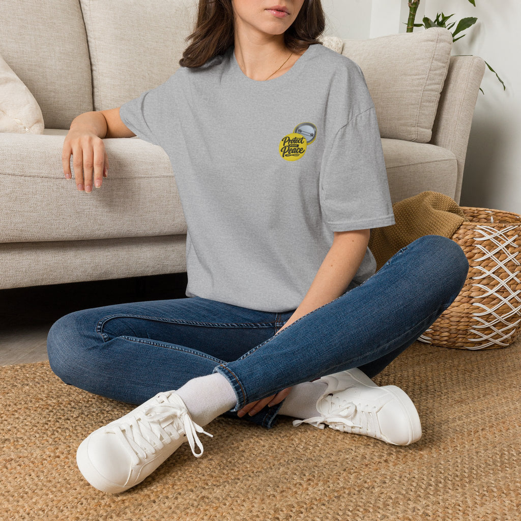 T-Shirt — 'Protect the Peace' Yellow Badge Casual Tee