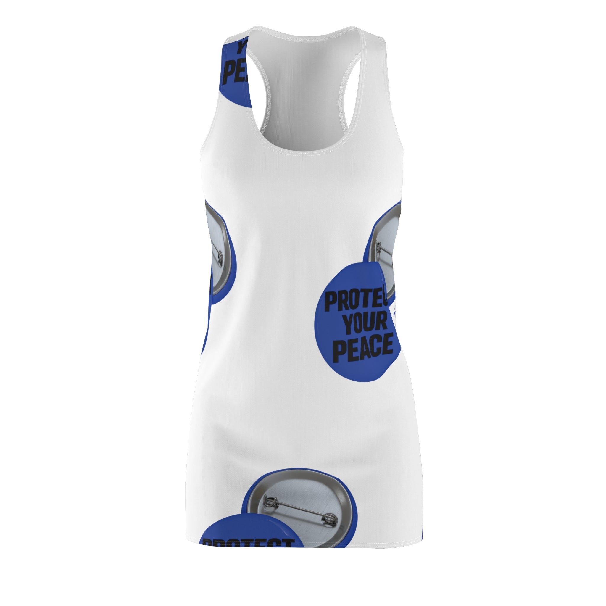 Protect Your Peace Racerback Dress — Graphic Button Print