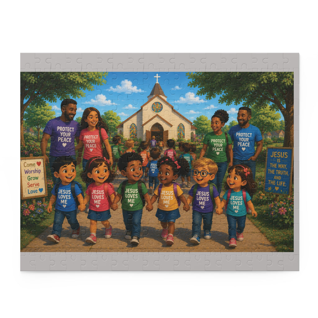 Children’s Church Puzzle — 'Jesus Loves Me' Diversity Faith Jigsaw (120/252/500 pcs)