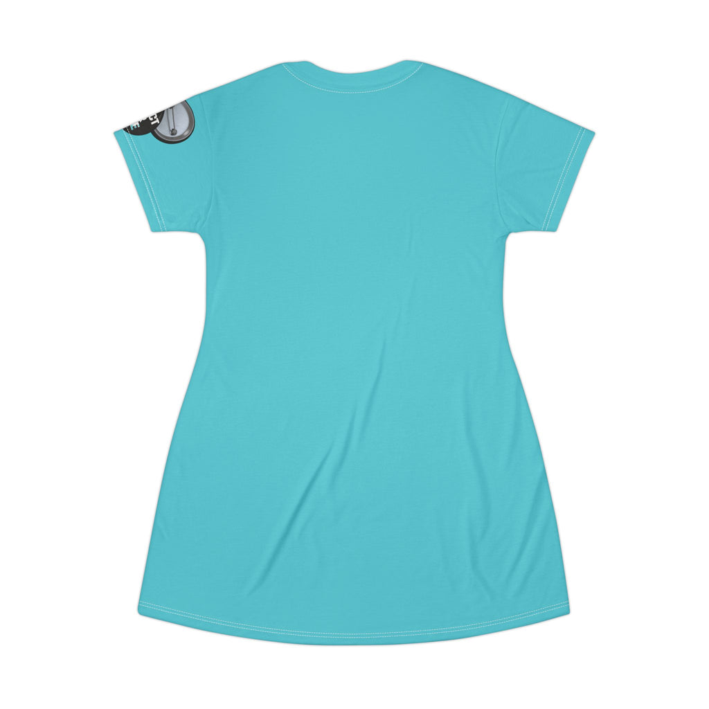 Turquoise T-Shirt Dress graphic design 'I Have A sound Mind' graphic design on sleeve protect your peace.