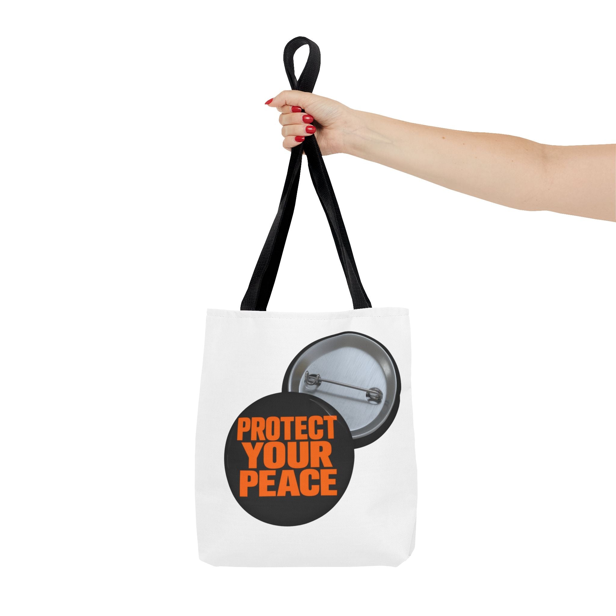 Tote Bag — Protect Your Peace Button Print Canvas Tote