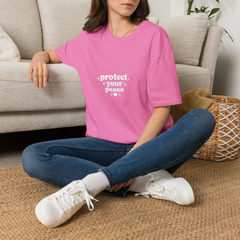 Protect Your Peace T-Shirt — Minimalist Embroidered Self-Care Tee