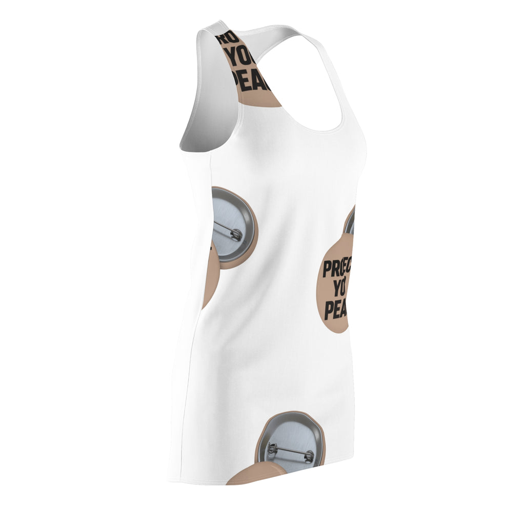 Racerback Dress — "Protect Your Peace" Button Print All-Over