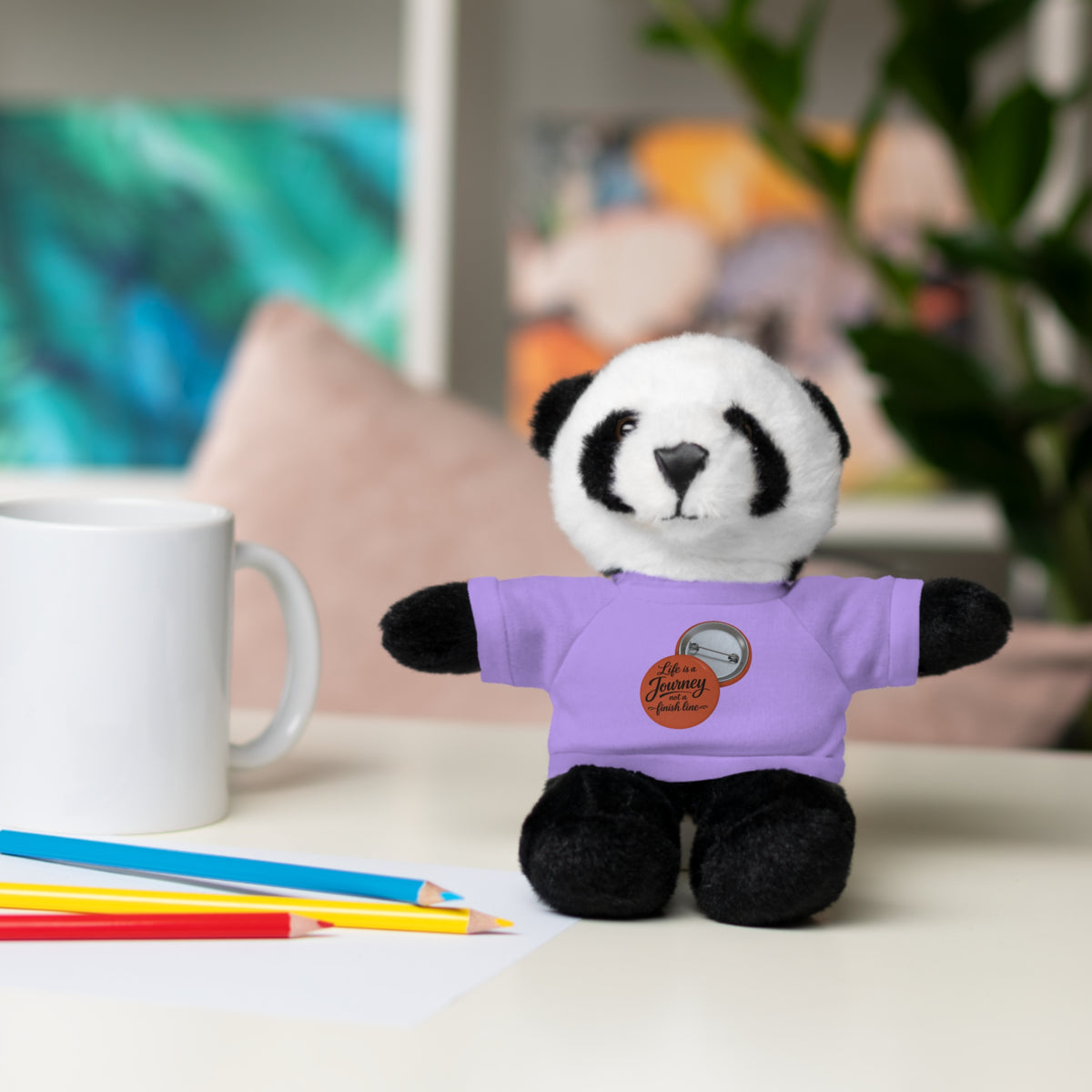 Life is a journey not a finish line. Plush Teddy Bear with Printed Tee — Cute Personalized Gift for Kids & Couples