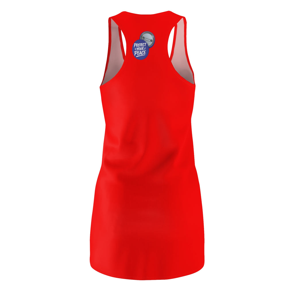 Racerback Dress — Red 'Protect your Peace' Heart Button Print