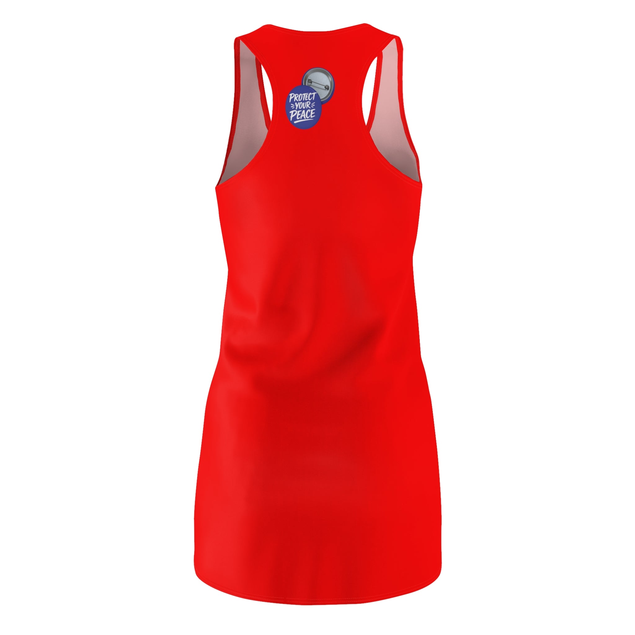 Racerback Dress — Red 'Protect your Peace' Heart Button Print