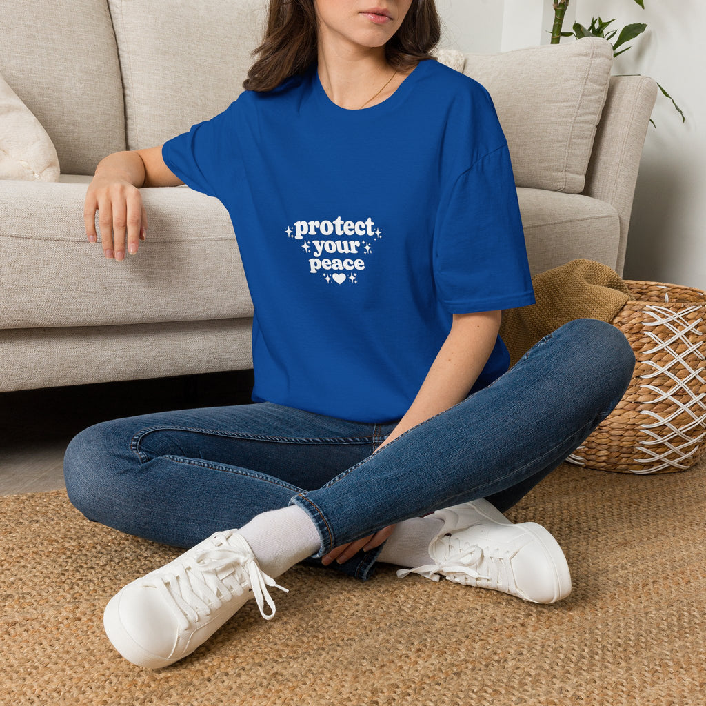 Protect Your Peace T-Shirt — Minimalist Embroidered Self-Care Tee