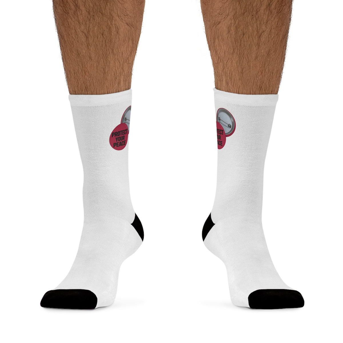 White Crew Socks with Black Accents graphic design