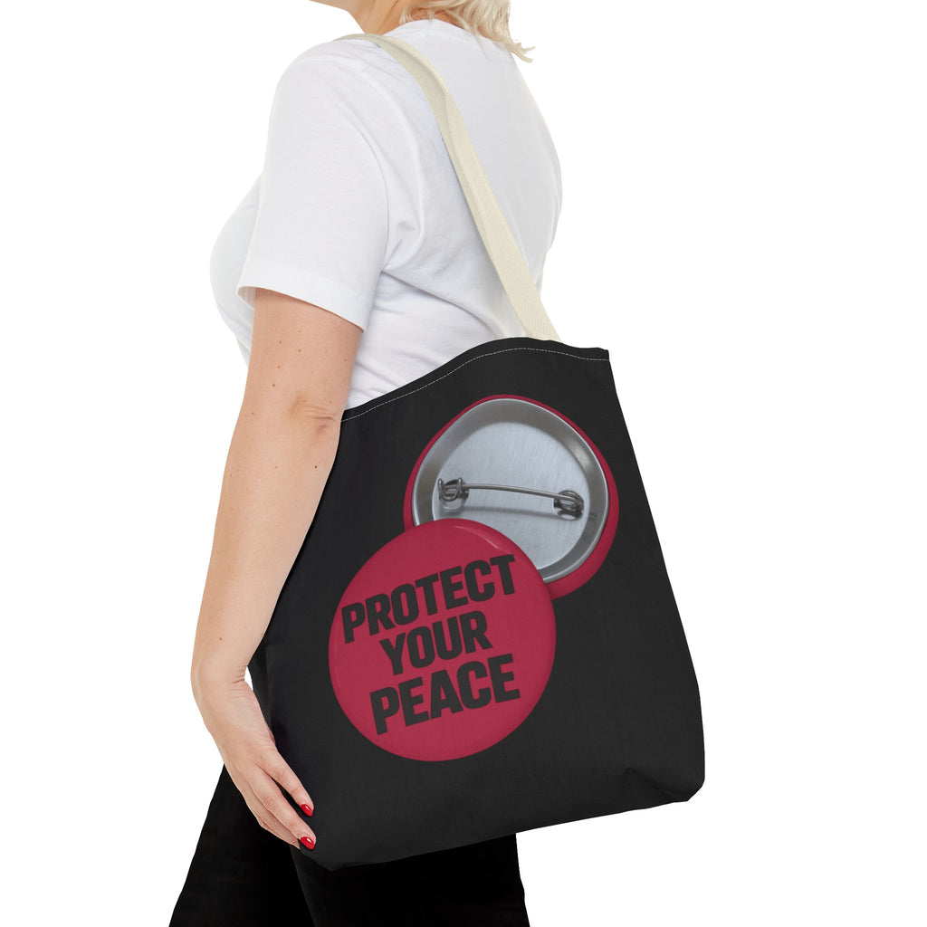 Protect Your Peace Button Graphic Tote Bag