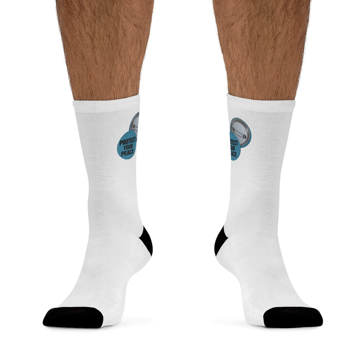 Recycled Poly Socks graphic design protect your peace.