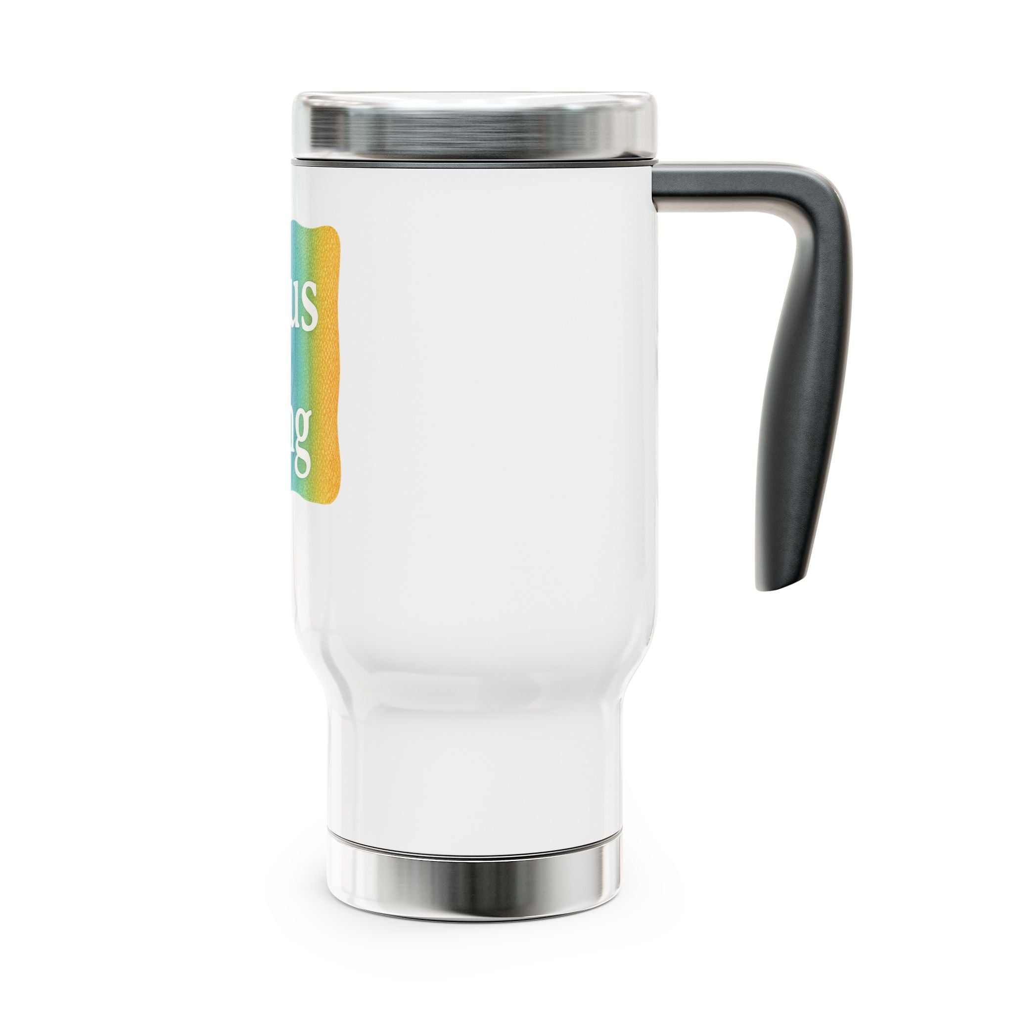 Jesus Is King Rainbow Travel Mug — 14oz Stainless Steel Coffee Tumbler with Handle