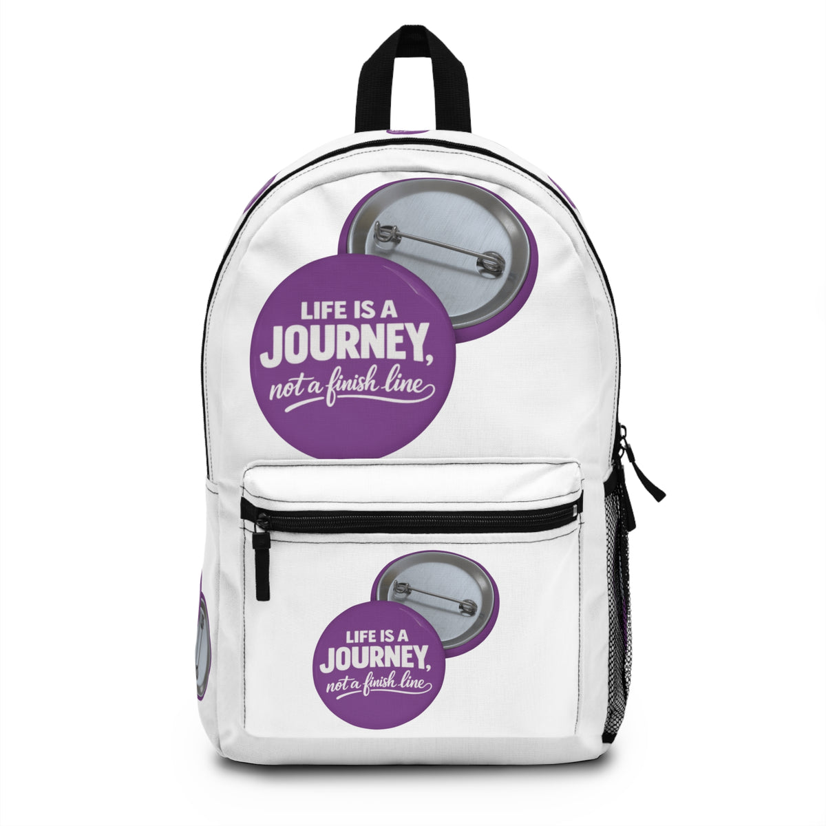 Inspirational graphic design  — "Life Is a Journey, Not a Finish Line" Motivational Travel Bag