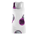 Protect Your Peace Racerback Dress — White AOP Dress with Pink Badge Design