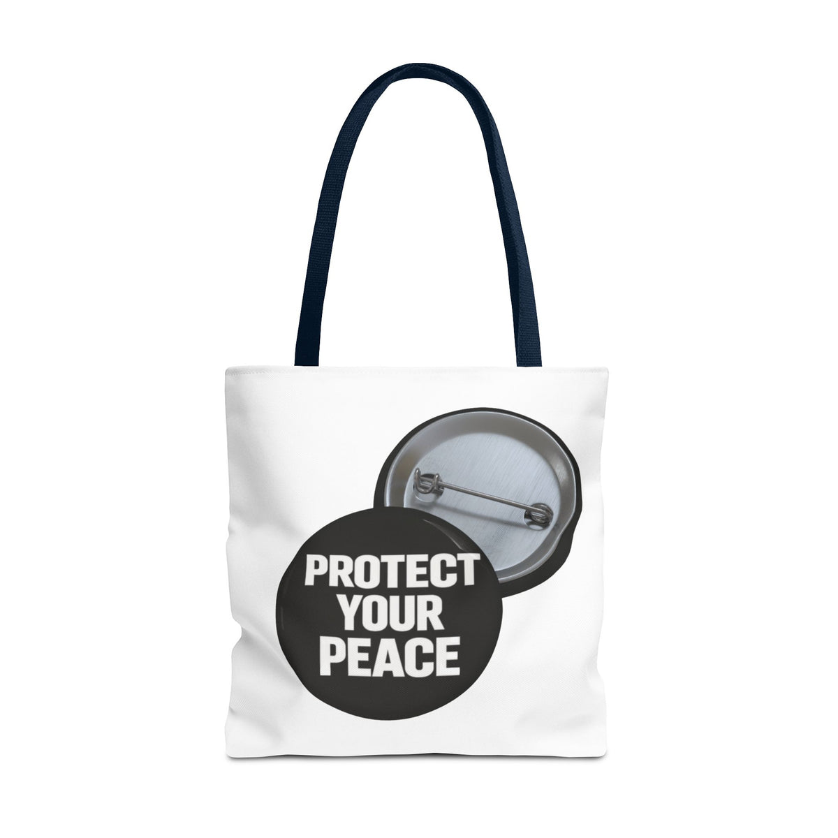 Tote — "Protect Your Peace" Button Design Cotton Tote Bag
