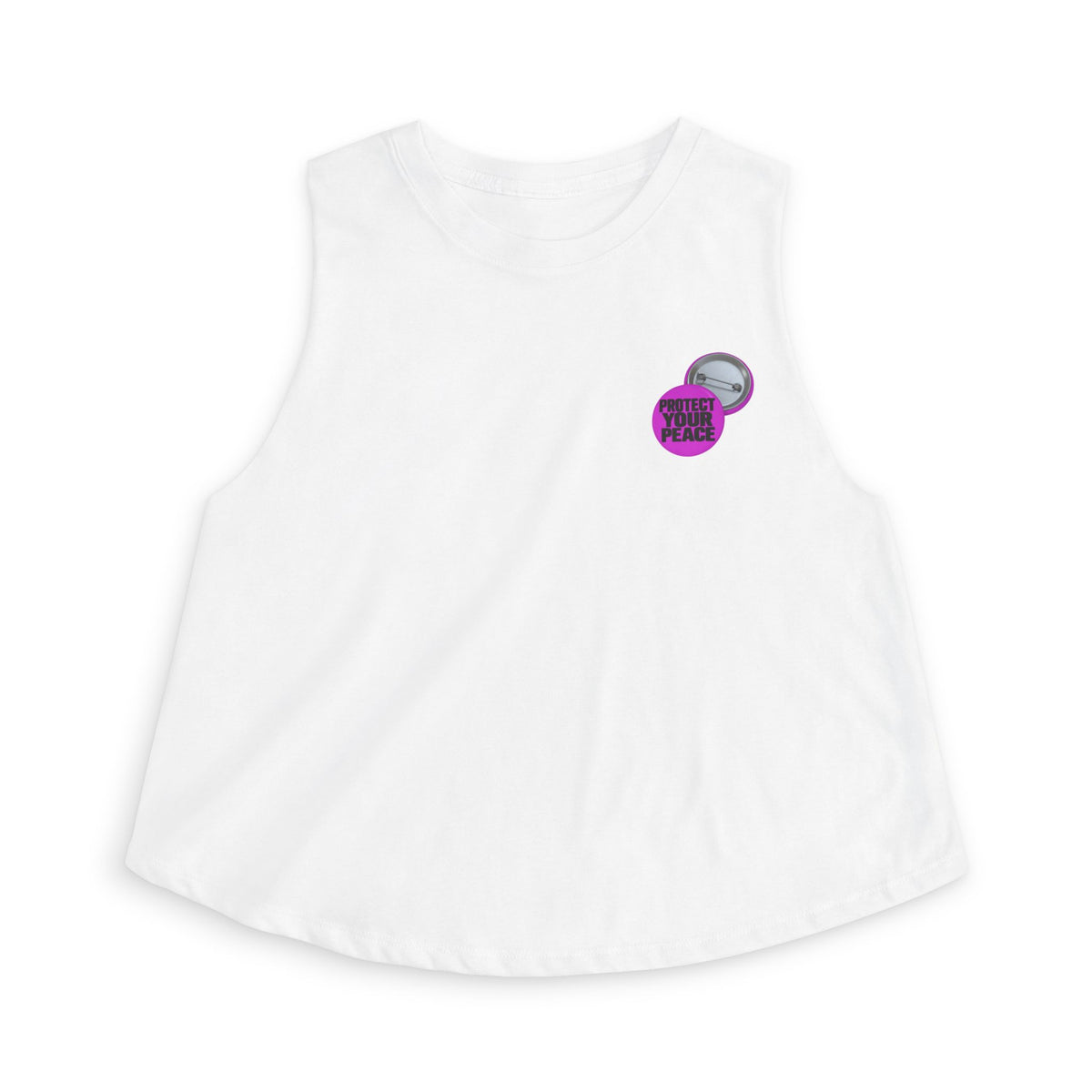 Crop Top — Small Purple 'Good Vibes' Pin Graphic