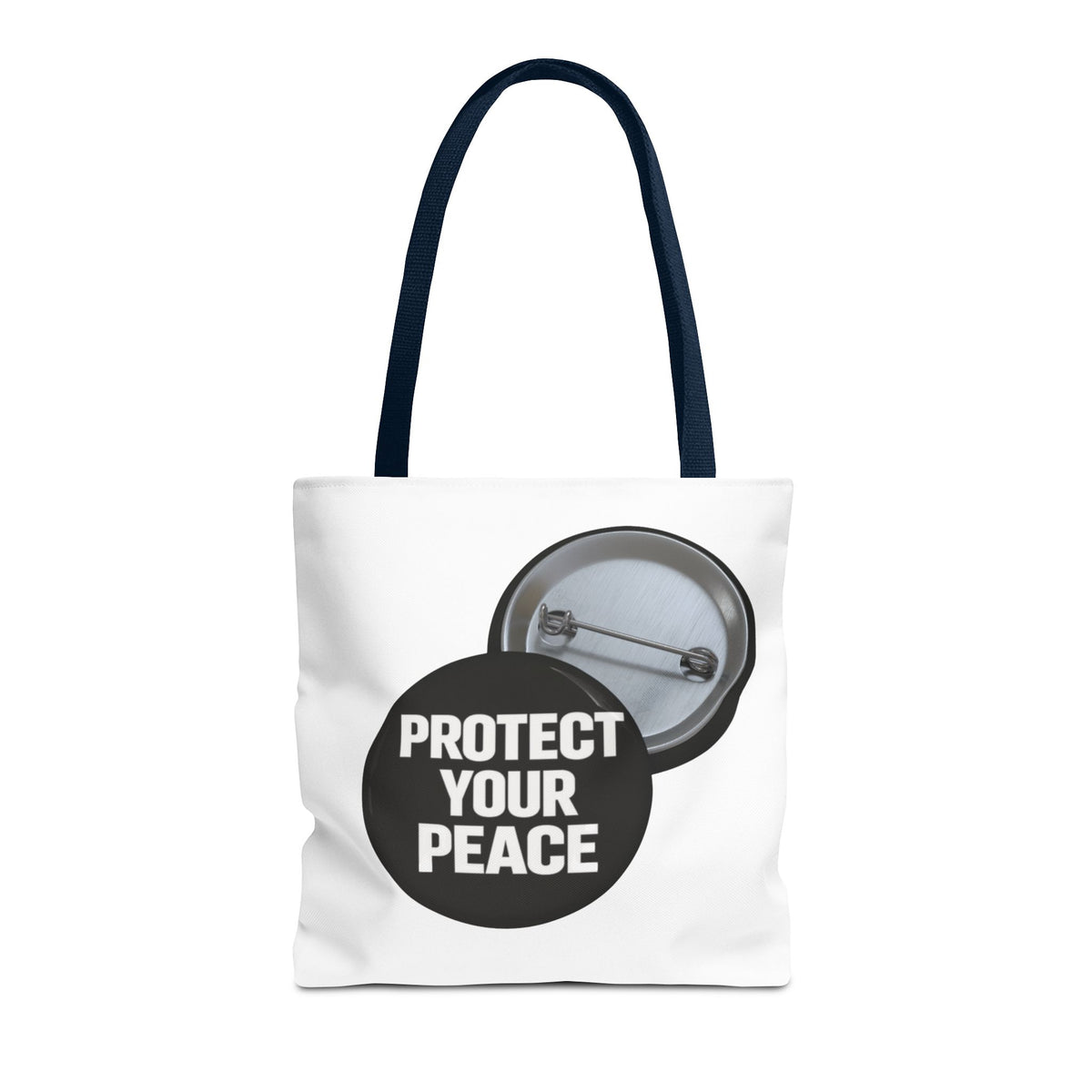 Tote — "Protect Your Peace" Button Design Cotton Tote Bag