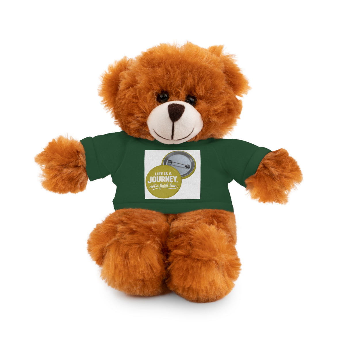 Cute Brown Teddy Bear with 'Life Is a Journey not a finish line.' Tee — Plush Gift for Kids & Travelers