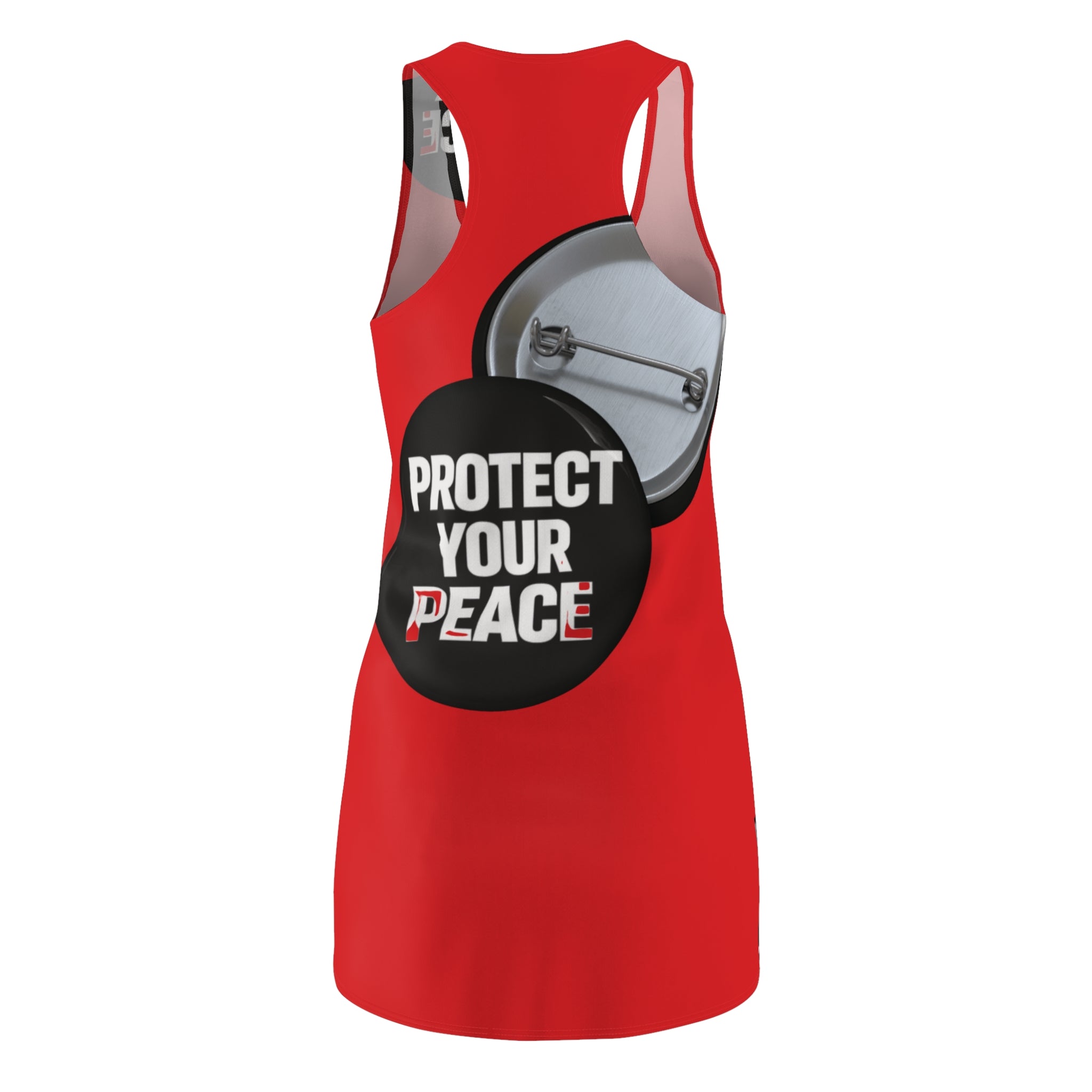 Protect Your Peace Racerback Dress — Bold Red AOP Statement Dress
