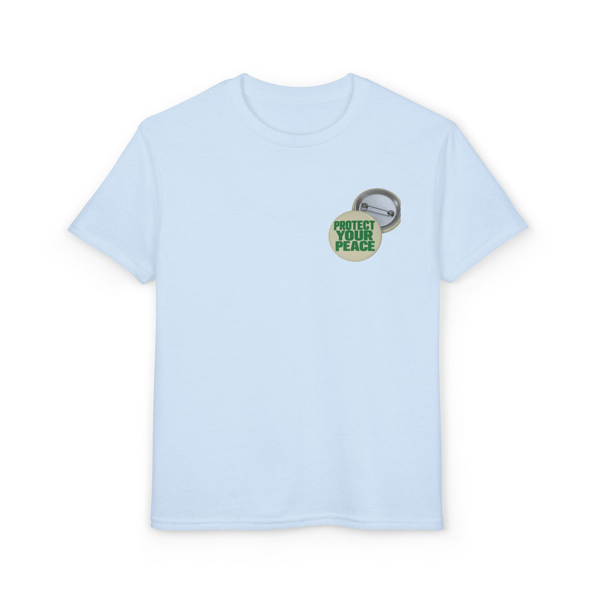 Youth T-Shirt — "Protect Your Peace" Button Graphic