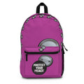 Protect Your Peace Backpack — Pink Badge Print School & Travel Bag