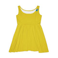 Yellow Skater Dress with Retro Pin-Up Badge — Women's AOP Casual Sundress