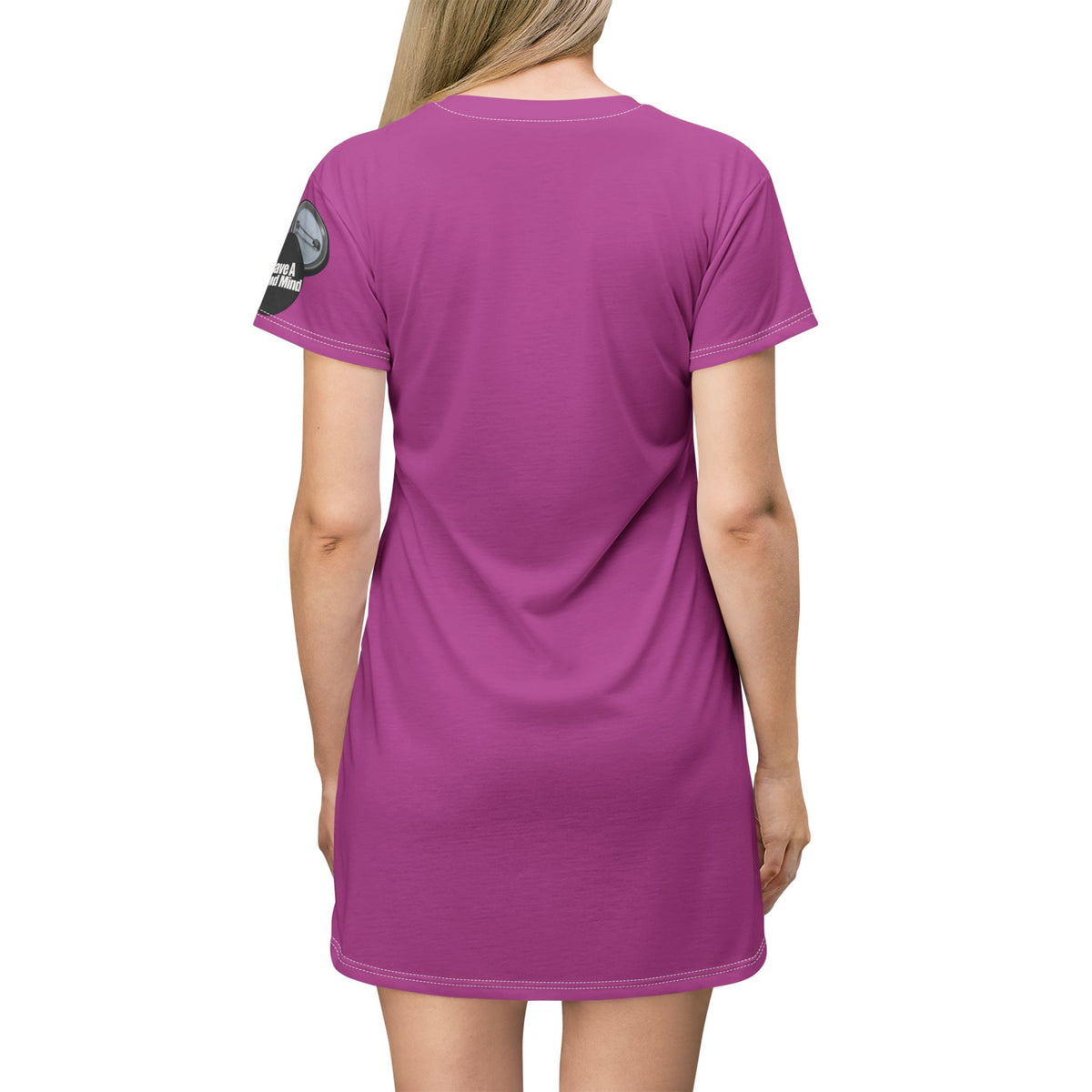 Vibrant Magenta T-Shirt Dress graphic design 'I Have A Sound Mind' graphic design sleeve protect your peace.
