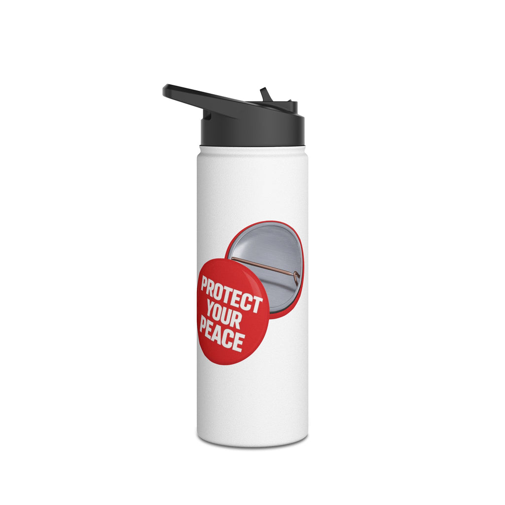 Stainless Water Bottle – “Protect Your Peace” Red graphic Design
