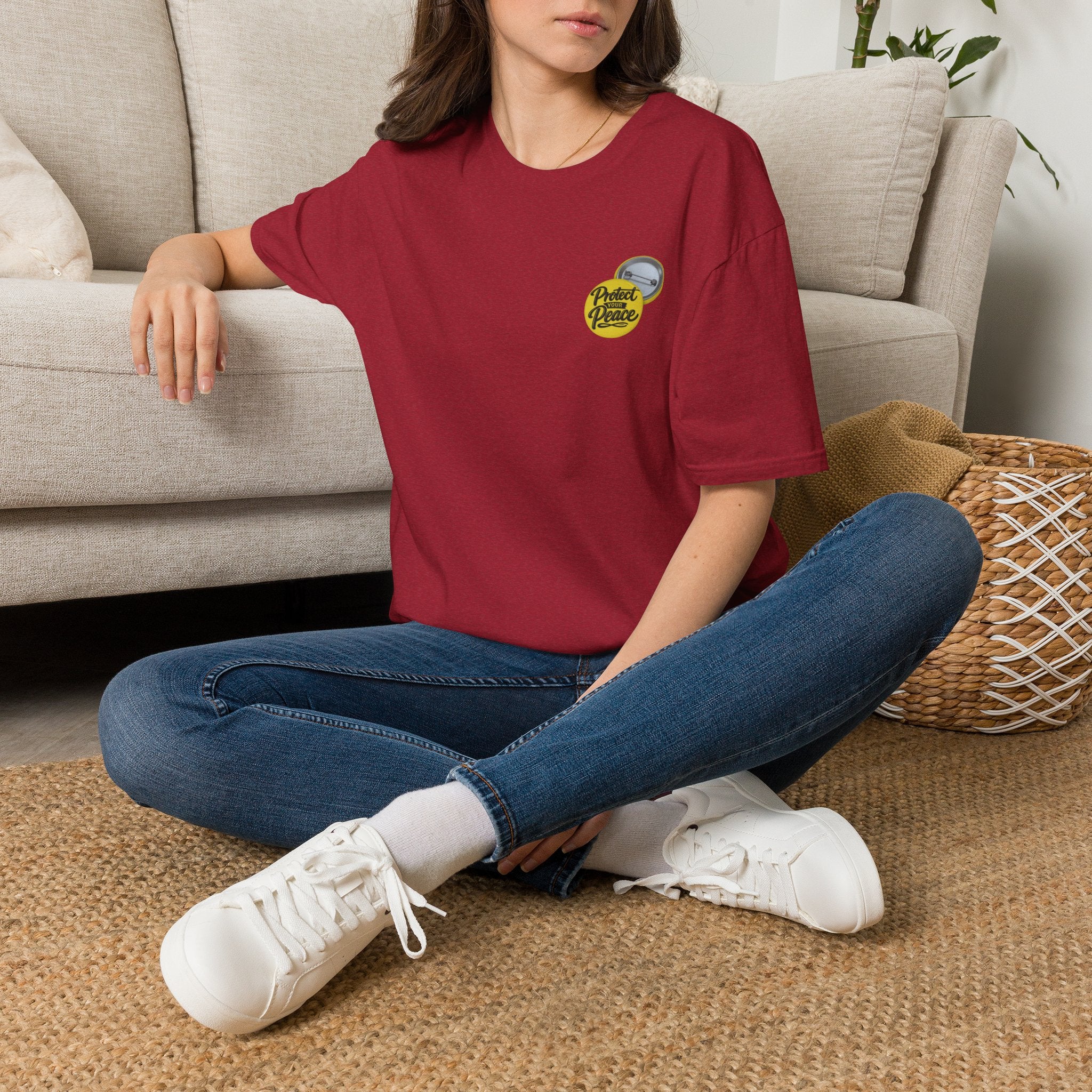 T-Shirt — 'Protect the Peace' Yellow Badge Casual Tee