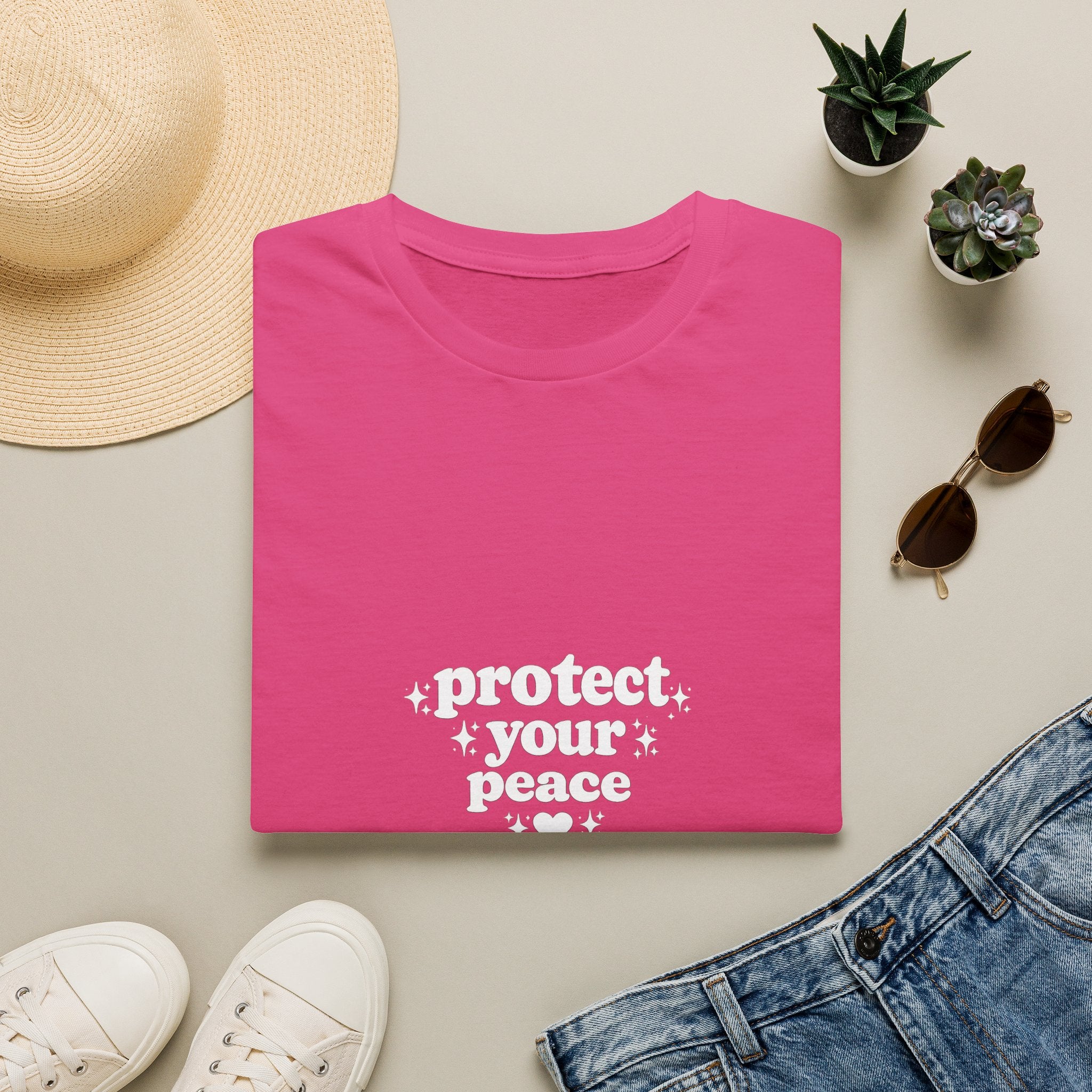 Protect Your Peace T-Shirt — Minimalist Embroidered Self-Care Tee
