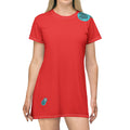 Protect Your Peace Red T-Shirt Dress — Casual AOP Dress with 'Protect Your Peace' Badge