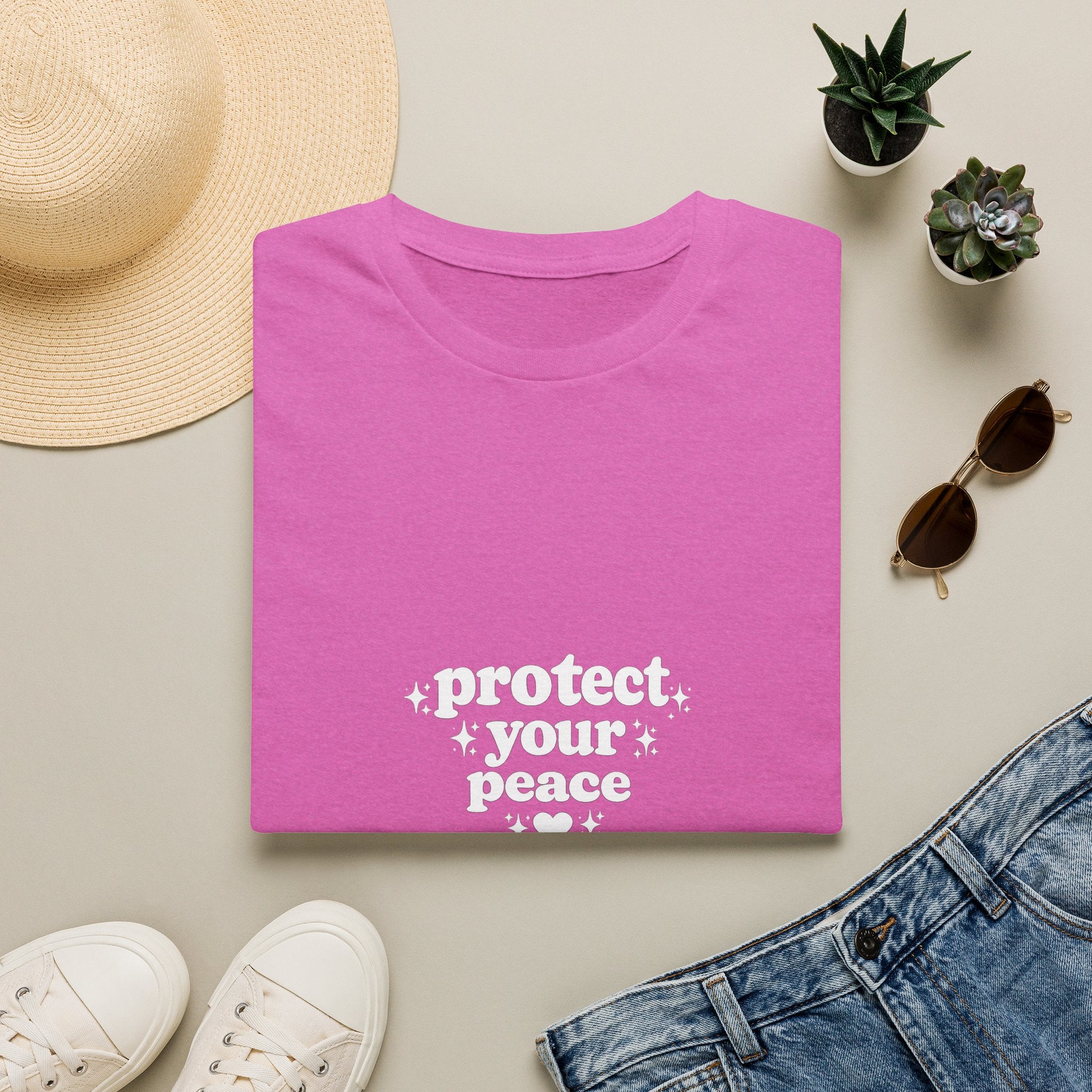 Protect Your Peace T-Shirt — Minimalist Embroidered Self-Care Tee