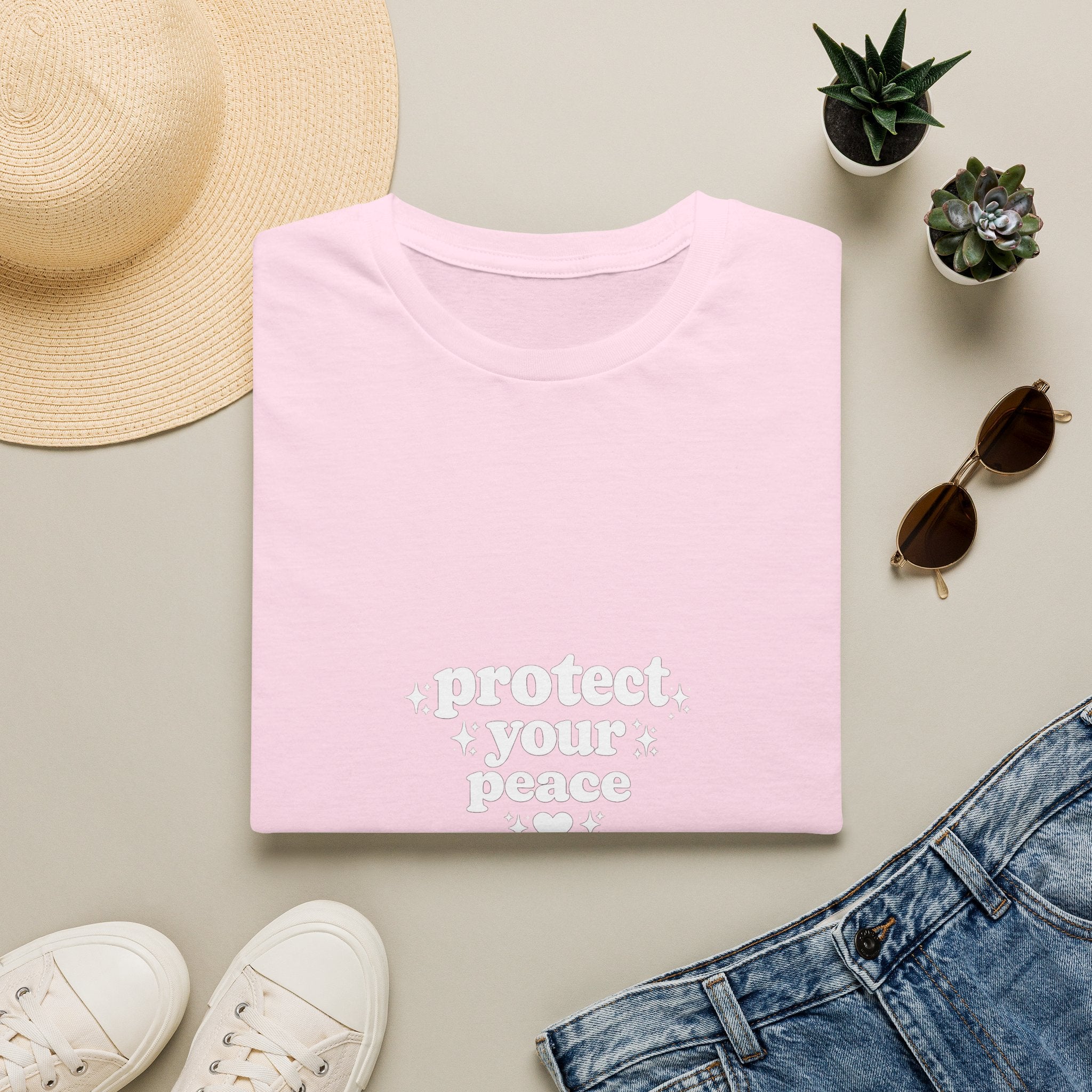 Protect Your Peace T-Shirt — Minimalist Embroidered Self-Care Tee