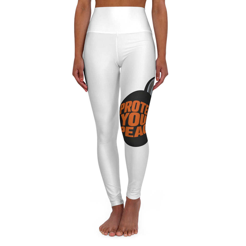 High-Waisted Yoga Leggings — "Protect Your Peace" Graphic