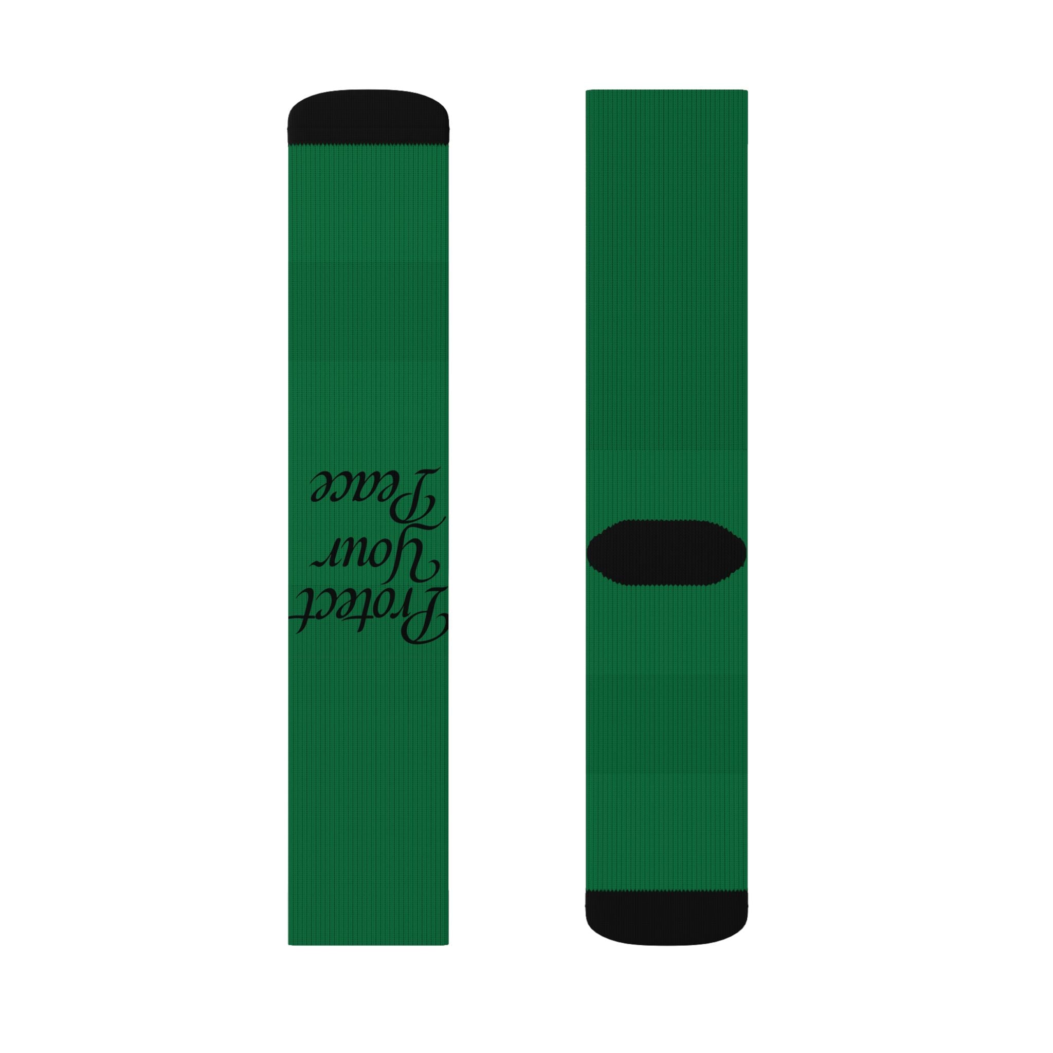 Green "Protect Your Peace" Sublimation Socks — Inspirational Crew Socks