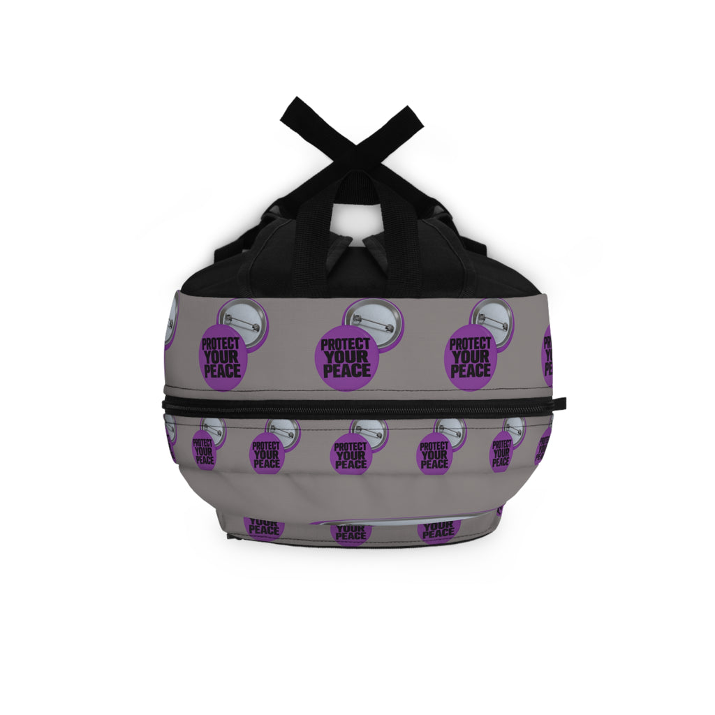 Protect Your Peace Backpack - Purple Button Patterned School & Travel Bag