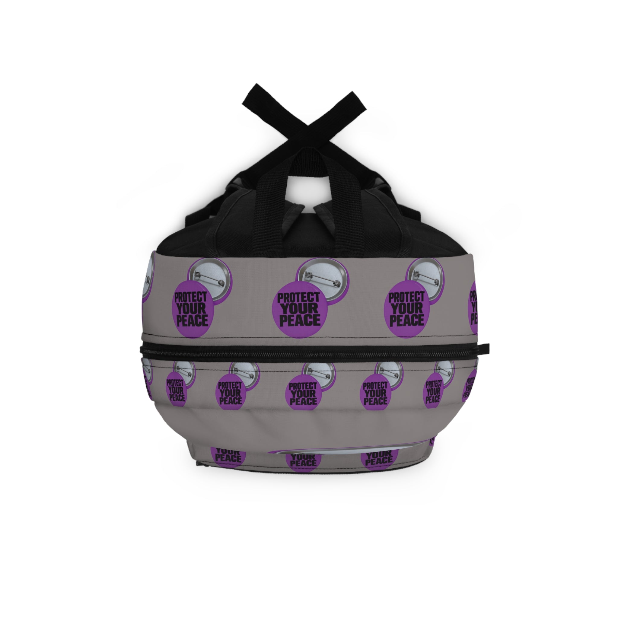 Protect Your Peace Backpack - Purple Button Patterned School & Travel Bag