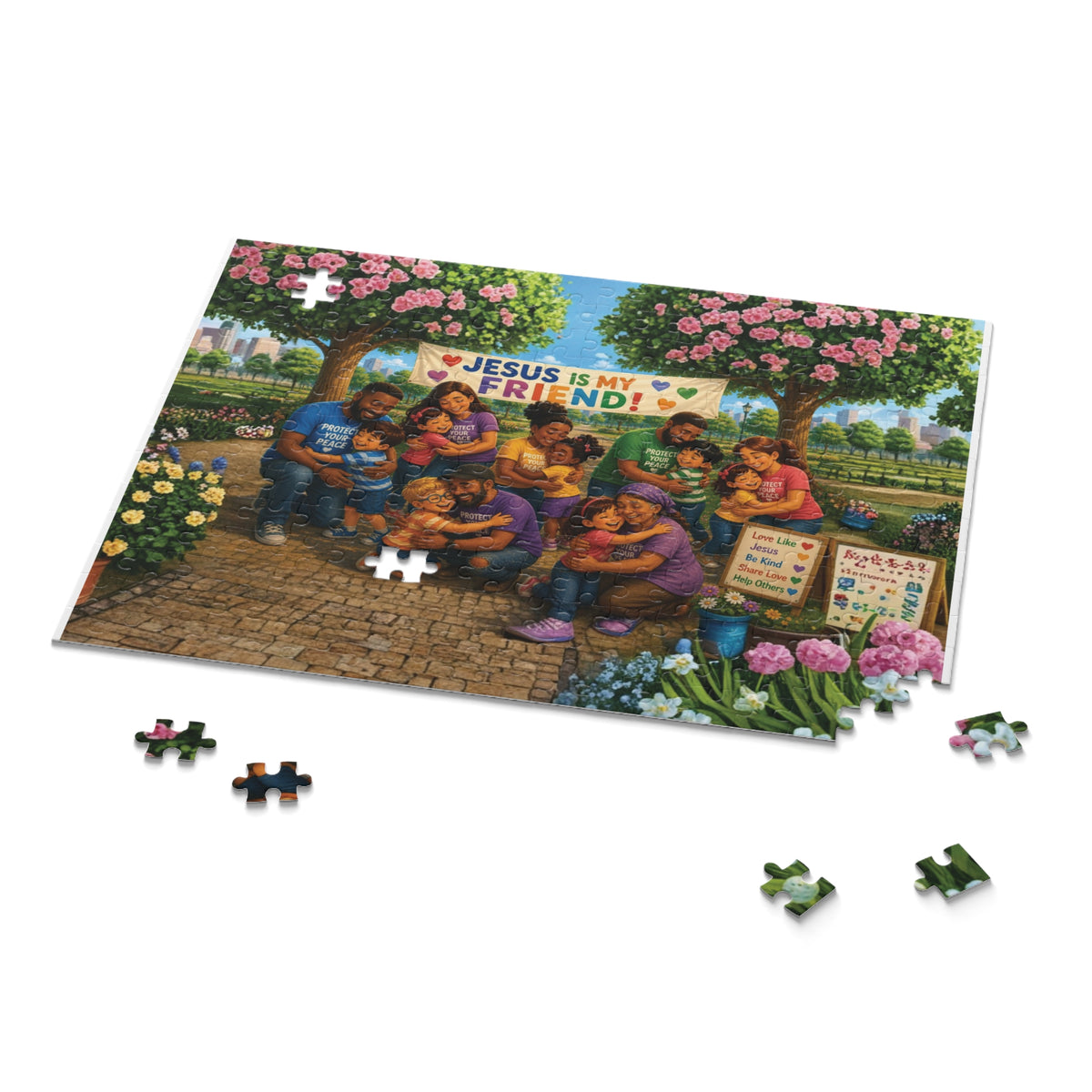 Jesus Is My Friend Puzzle — Family Park Scene (120/252/500 pc)