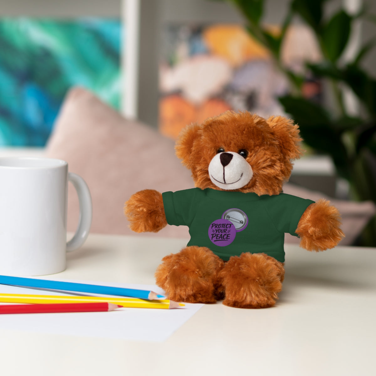 Plush Bear with 'Protect Peace' Tee