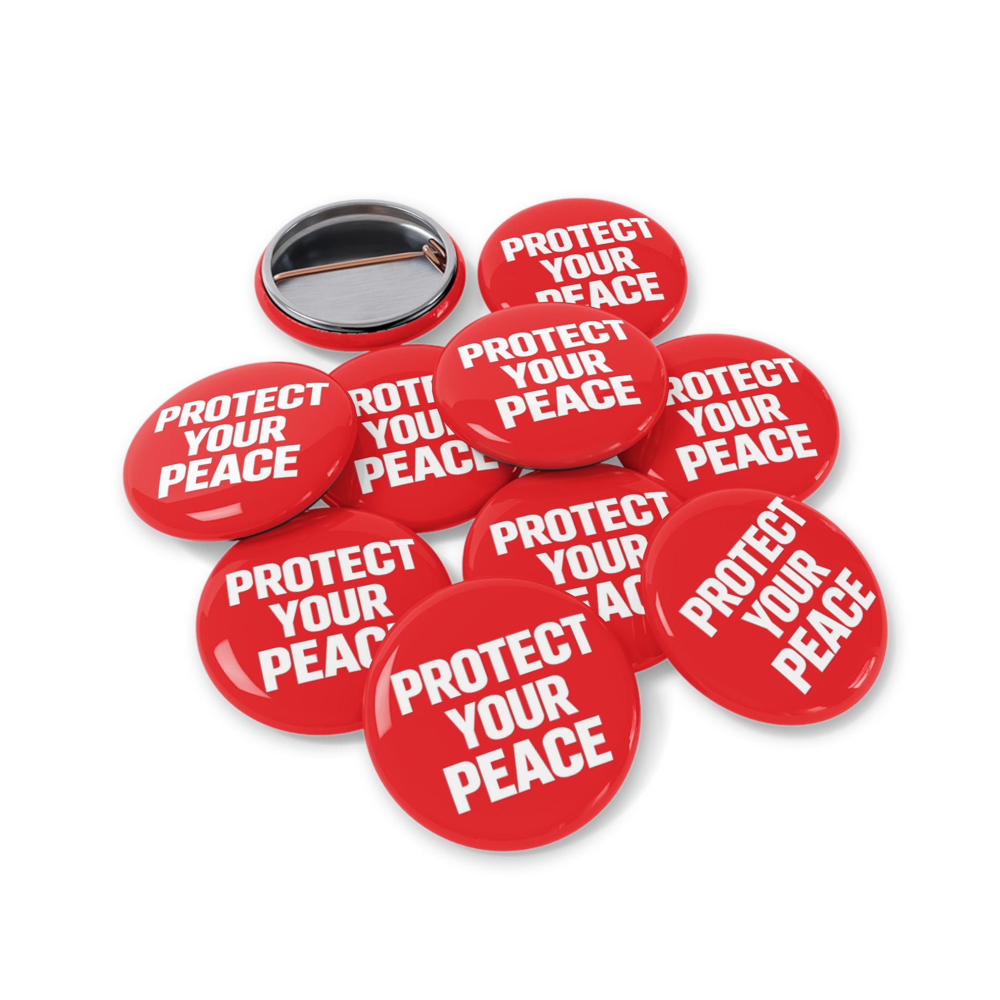 Protect Your Peace Pin — Red Round Button Badge