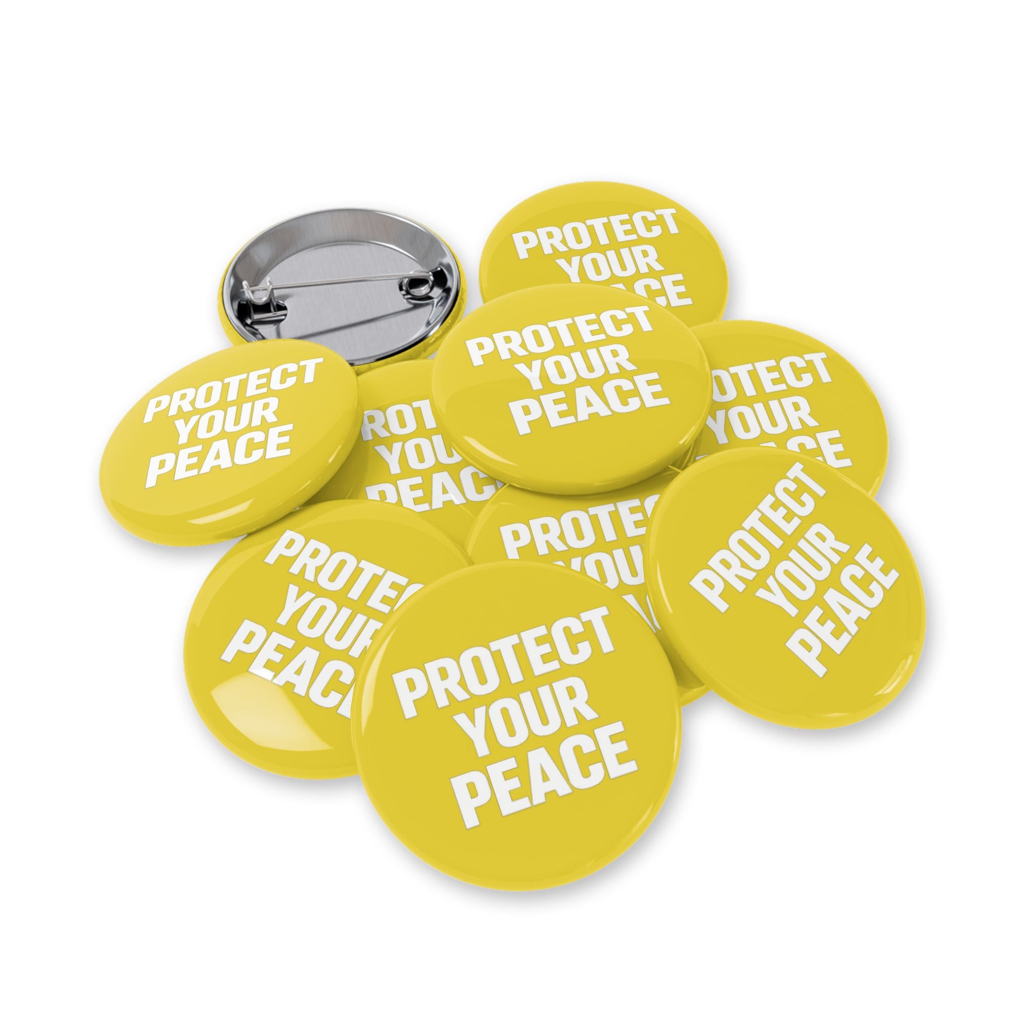Protect Your Peace Round Pin – Yellow Positive Message Button Badge