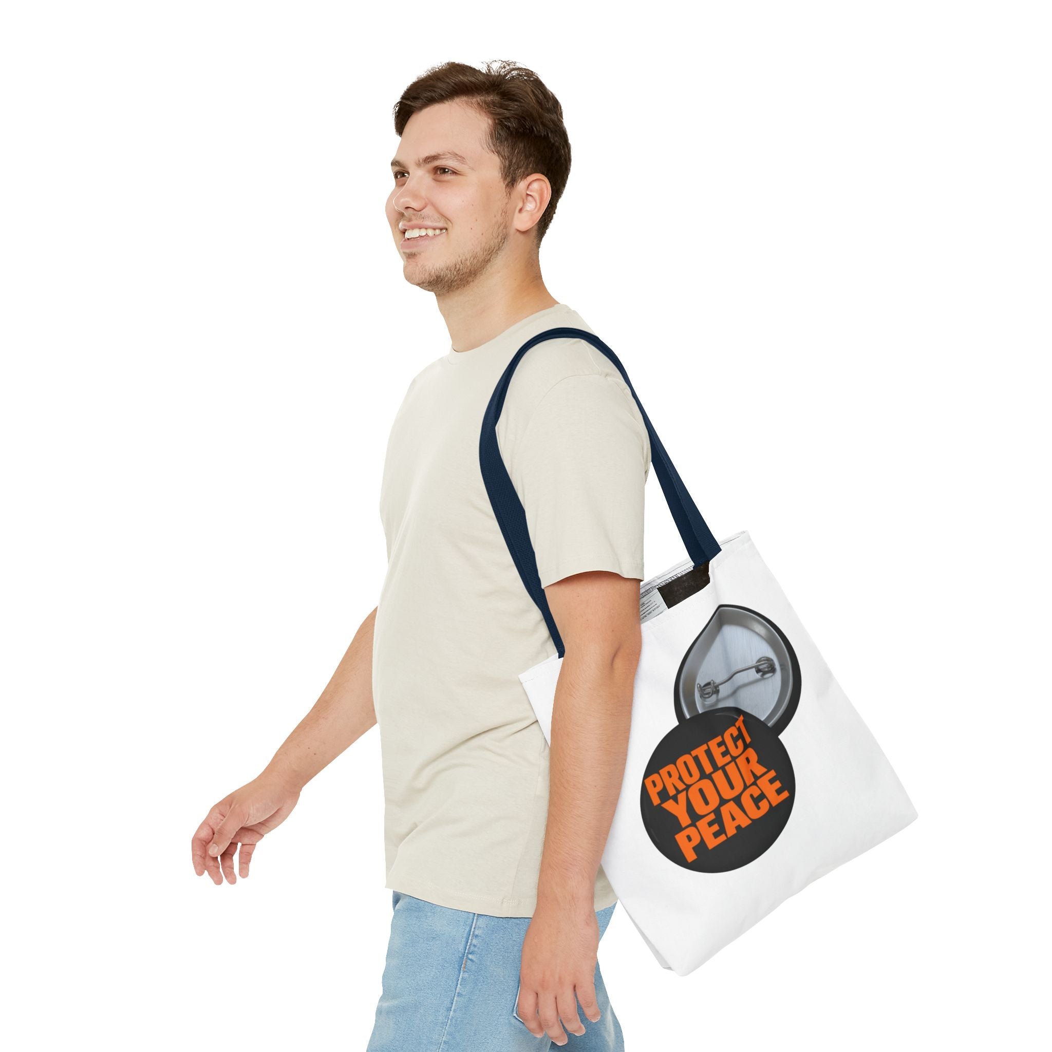 Tote Bag — Protect Your Peace Button Print Canvas Tote