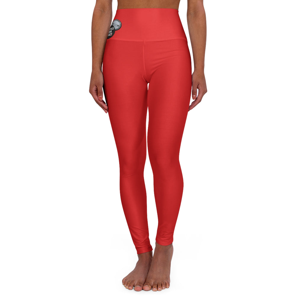 Red High-Waisted Yoga Leggings — Protect your peace Comfortable Activewear