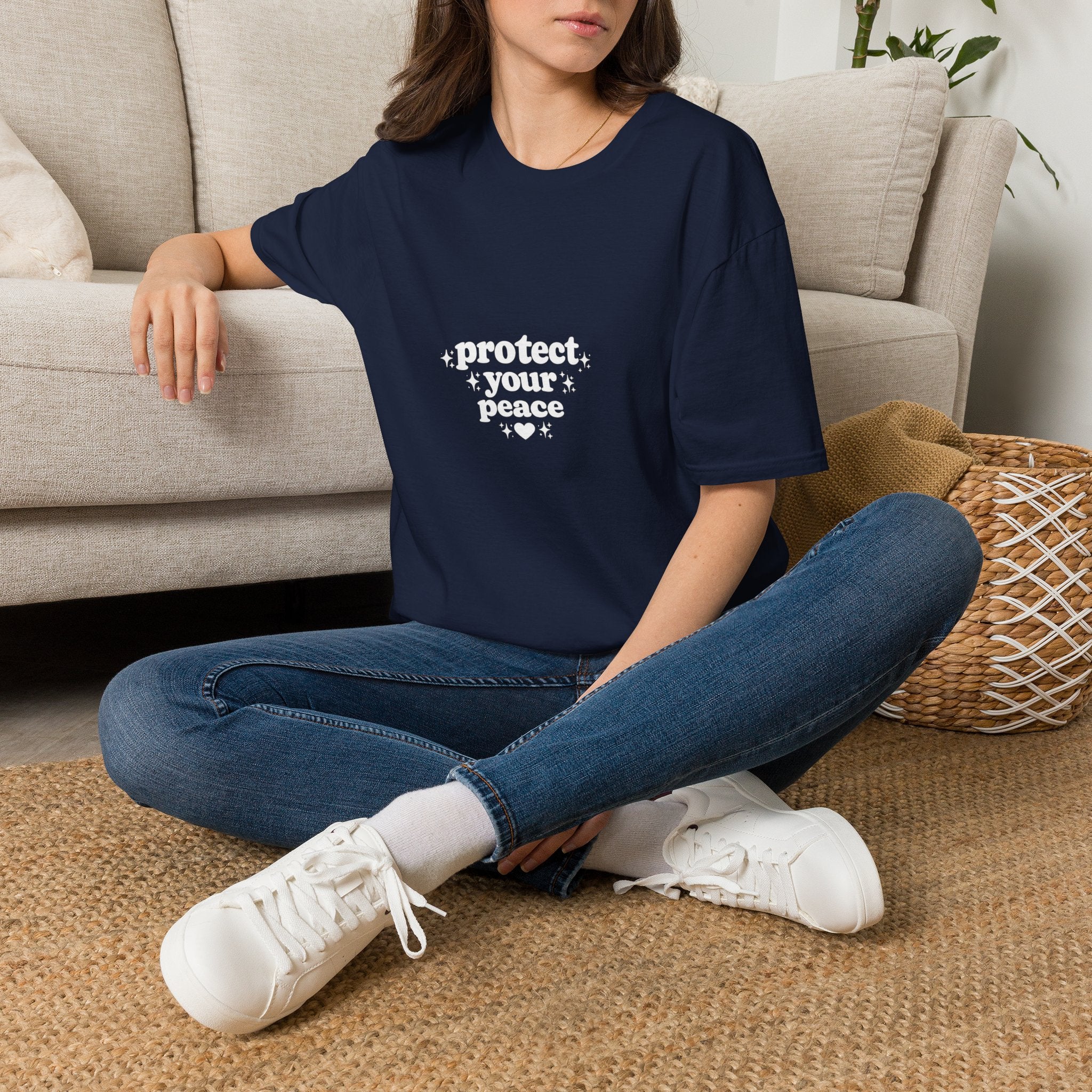 Protect Your Peace T-Shirt — Minimalist Embroidered Self-Care Tee
