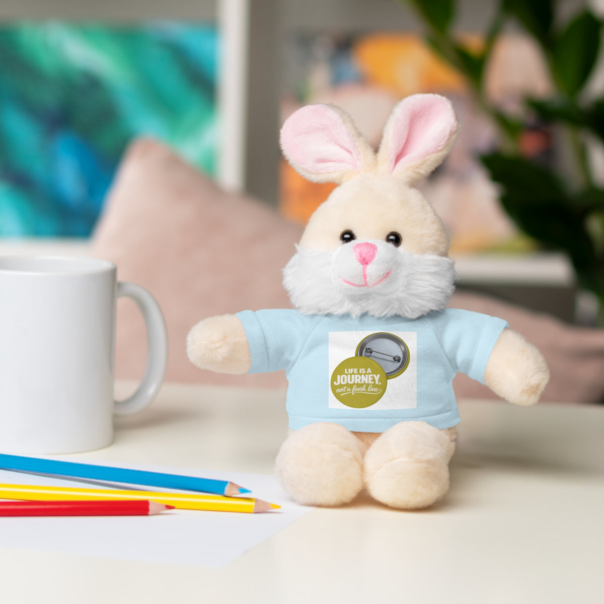 Cute Brown Teddy Bear with 'Life Is a Journey not a finish line.' Tee — Plush Gift for Kids & Travelers