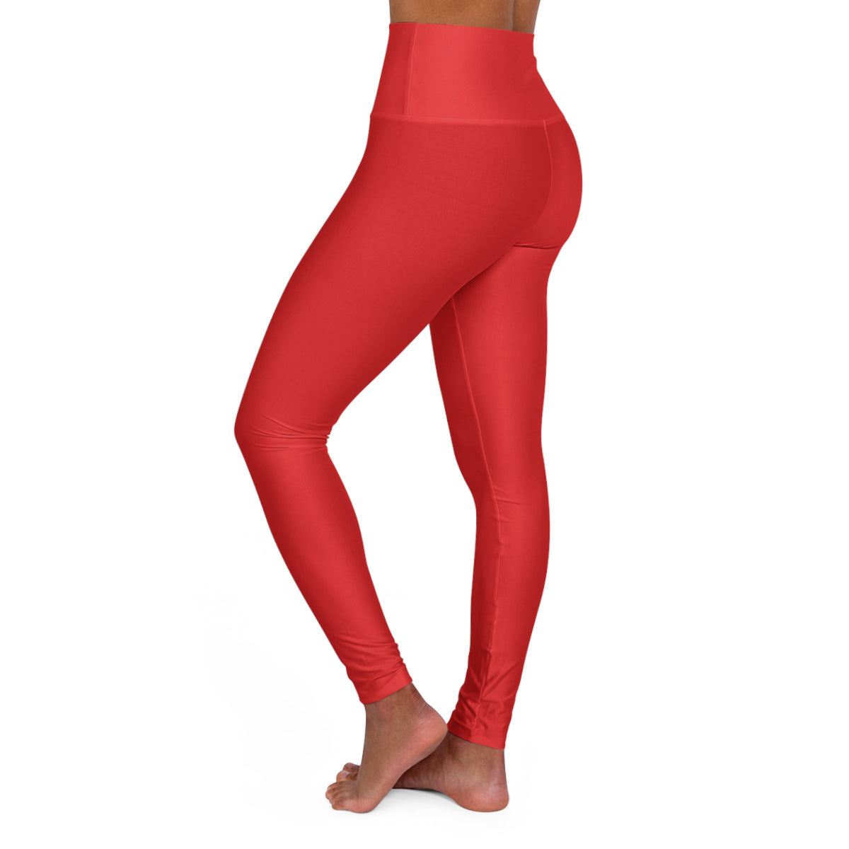 Red High-Waisted Yoga Leggings — Protect your peace Comfortable Activewear
