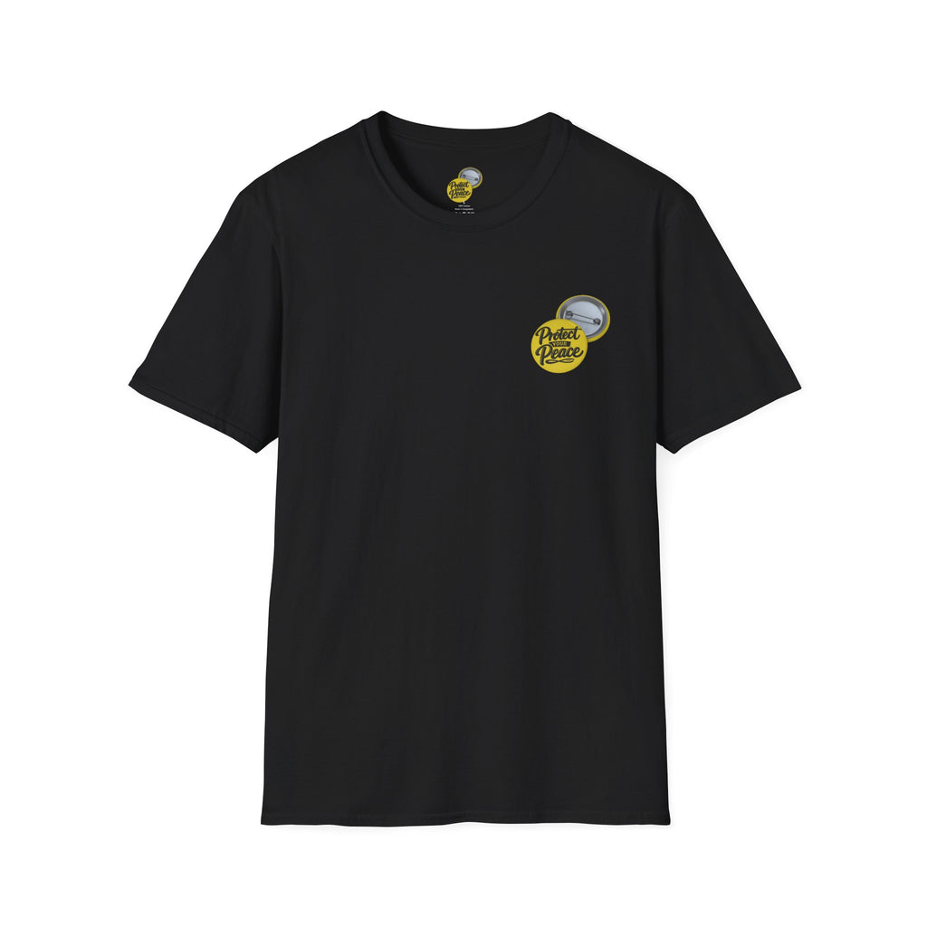T-Shirt — 'Protect the Peace' Yellow Badge Casual Tee