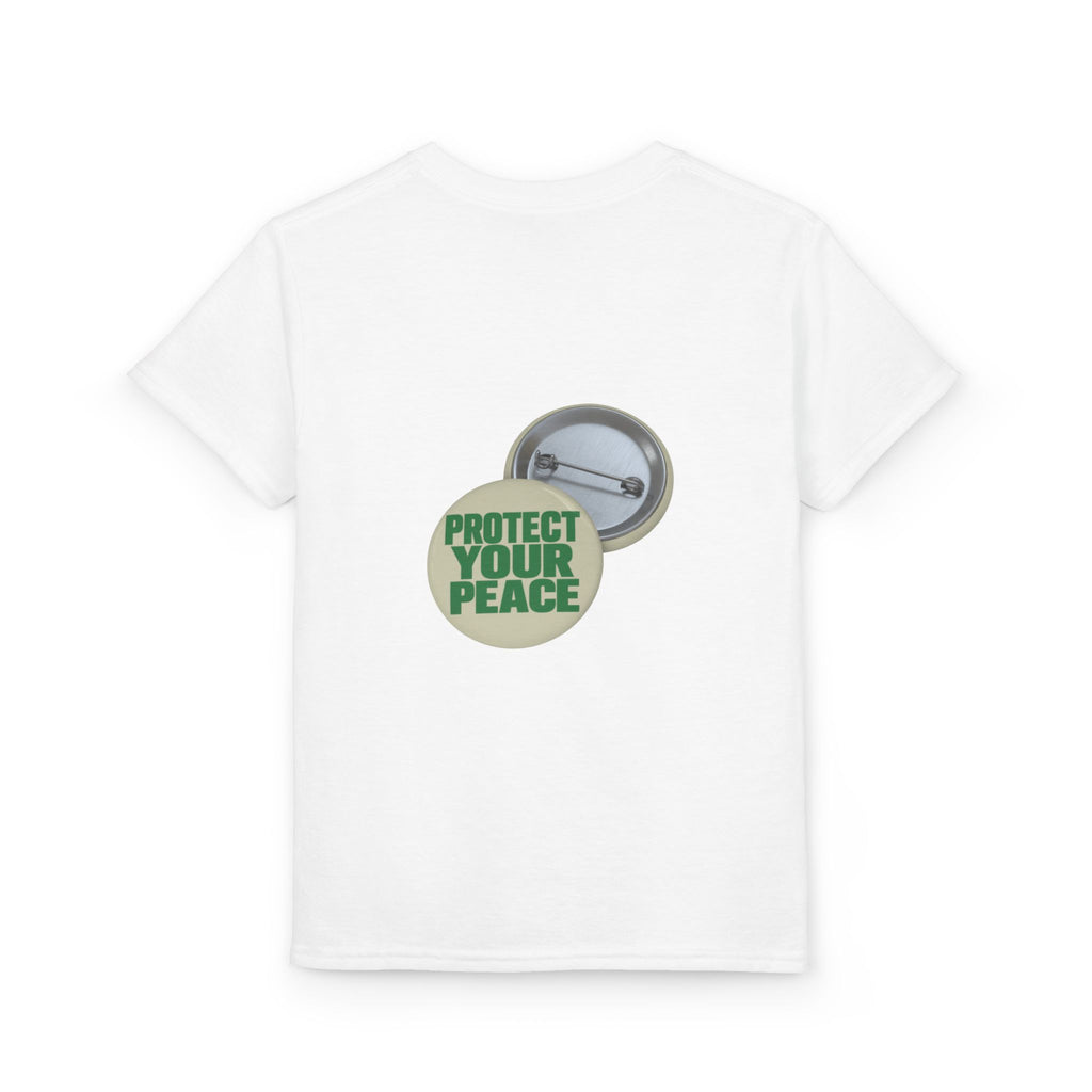 Youth T-Shirt — "Protect Your Peace" Button Graphic