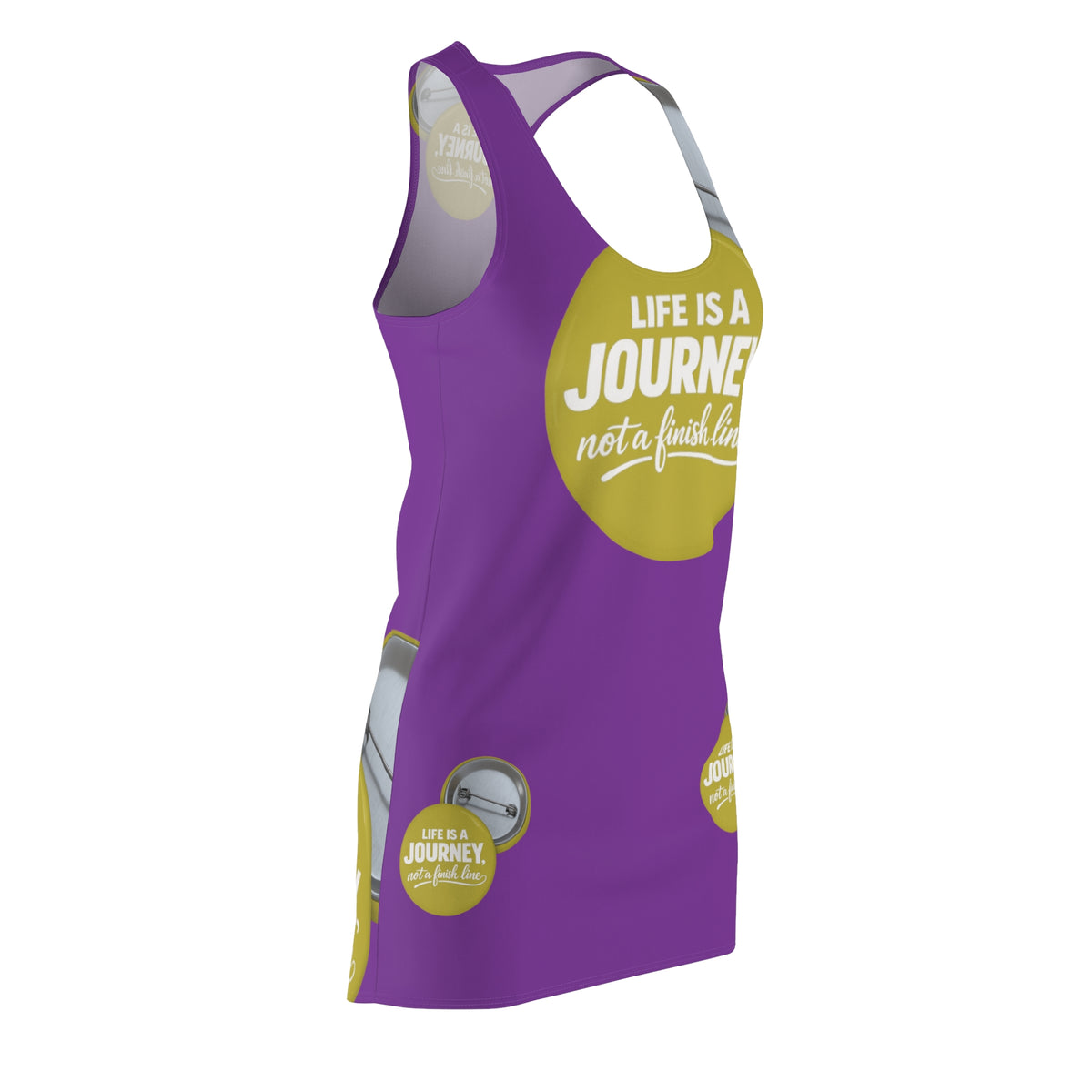 Racerback Dress — "Life Is a Journey, Not a Finish Line" Motivational AOP Dress