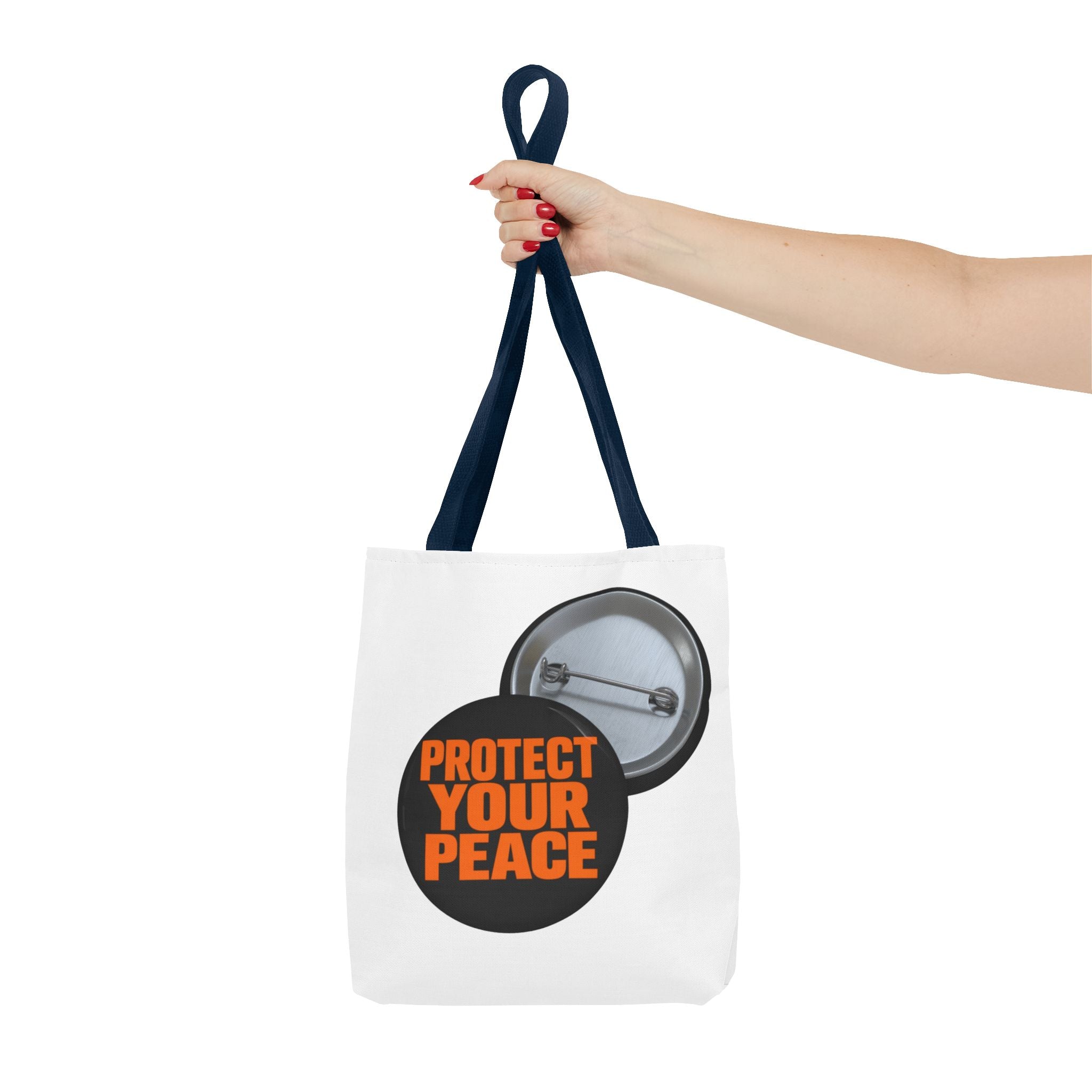 Tote Bag — Protect Your Peace Button Print Canvas Tote