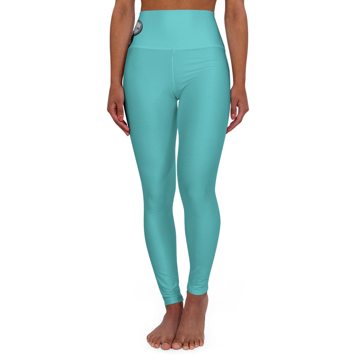 Aqua High-Waist Yoga Leggings — Seamless Stretch Activewear Graphis design Protect Your Peace.